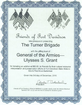 Friends of Fort Davidson Certificate