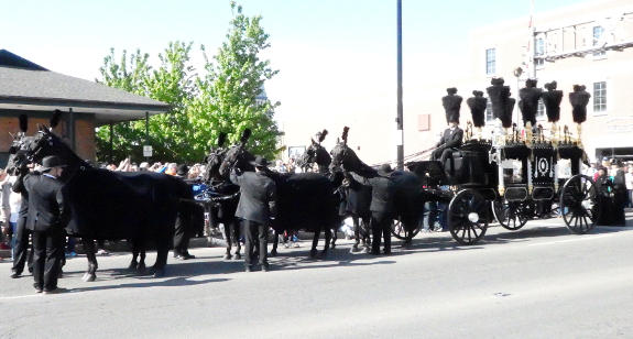 The replica Lincoln hearse at the 2015 reenactment of Lincoln's funeral in Springfield, Illinois.