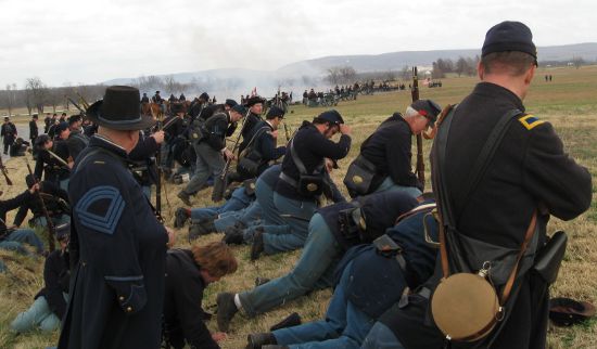 Union infantry at Prairie Grove, AR