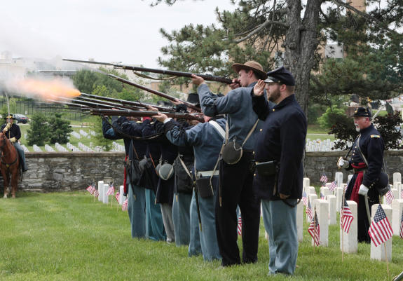 Honor guard salute at Jefferson Barracks.