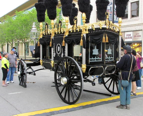 The hearse replica at the Lincoln Funeral 2015