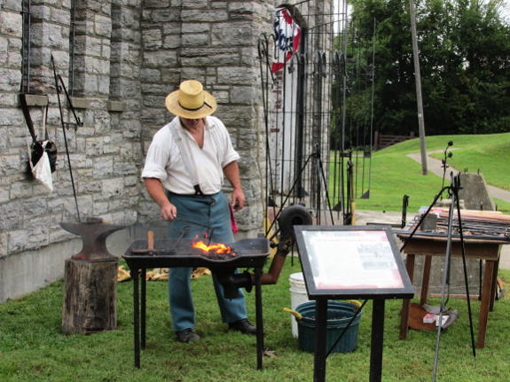 Blacksmith Keith Coplin of Co. E plies his trade during Cape Girardeau Heritage Days at Fort D in Cape Girardeau, MO, October 1-2, 2016.